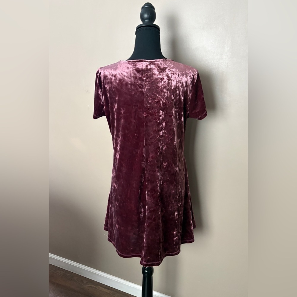 Vintage Y2K crushed velvet swing dress mauve 90s grunge fairy whimsygoth M EUC - Picture 4 of 16